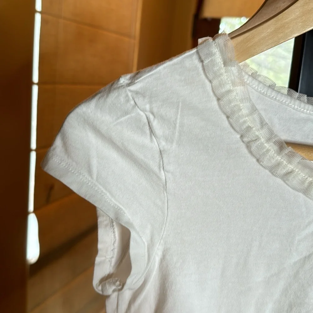 Gap Kids White Cap Sleeve Tee with Mesh around collar Size XXL 14-16